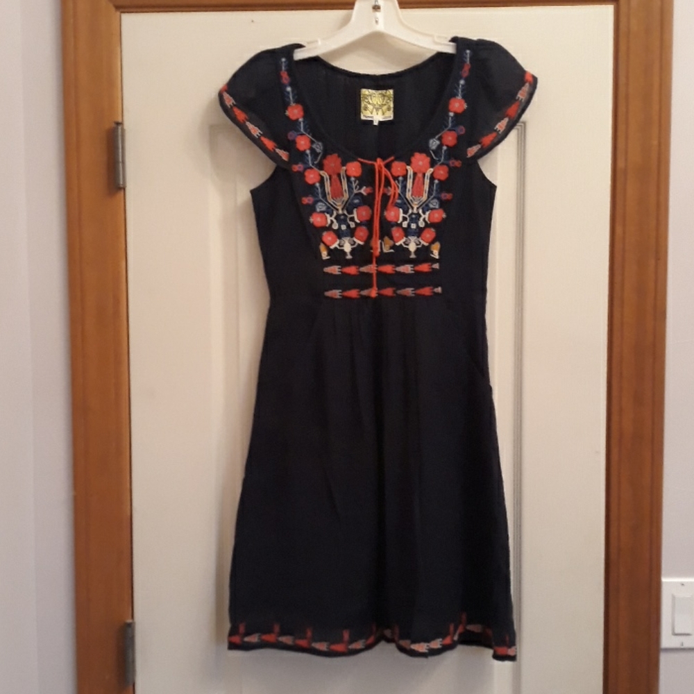 Anthropologie Floreat Embroidered Dress